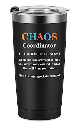 Greatingreat Tasse mit Chaos-Koordinator-Motiv, Geschenk für Frauen, Dankeschön, Geschenke für ihn, Chef, Kollegen, Lehrer, Wertschätzungsgeschenke, Chaos-Koordinator, 590 ml, Schwarz von Greatingreat