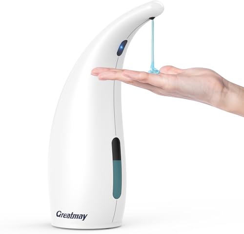 Greatmay Seifenspender Automatisch,mit 4 einstellbare Stufen,Elektrischer 300ml Berührungsloser Batteriebetriebener Seifenspender mit Sensor,IPX6 Wasserdicht für Bad,Küche (Weiß) von Greatmay