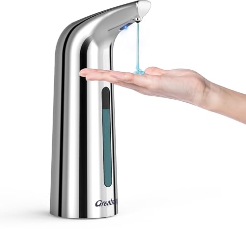 Greatmay Seifenspender Automatisch mit 4 einstellbare Stufen,400ml Elektrischer Flüssigseife seifenspender,IPX6 Wasserdicht Batteriebetriebener desinfektionsspender für Bad,Küche (Silber) von Greatmay