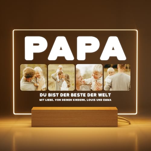 Greatminer Personalisierte Lampe mit Foto und Widmung - Vatertagsgeschenk für Papa - Papa Geschenk - Geburtstagsgeschenk - Acrylglas 18x14 cm mit optionalem LED-Sockel Greatminer Personalisierte Lampe mit Foto und Widmung - Vatertagsgeschenk für Papa - Papa Geschenk - Geburtstagsgeschenk - Acrylglas 18x14 cm mit optionalem LED-Sockel von Greatminer