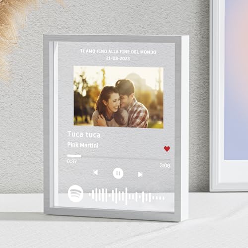 Greatminer Spotify Glas Personalisiert mit Foto - Bilderrahmen Personalisiert mit Spotify Plaque, Song Cover Glas Bild mit Foto, Pärchen Geschenke und Personalisierte Fotogeschenke von Greatminer