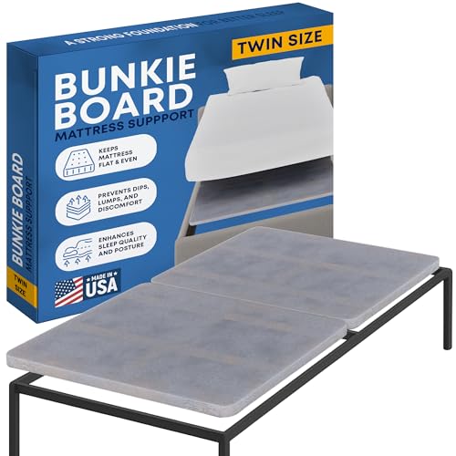 Greaton, Premium 38 mm geteiltes Holz Bunkie Board Twin Size Bett, 2-teiliges Untermatratzenstütze, komplett montiert, Stoff-Belüftungsbezug, ersetzt Holzlatten oder Boxspring für Bettgestell, Grau von Greaton
