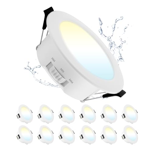 Grebeam 12W LED Deckenspots Ultra Slim LED Einbaustrahler 230V Flach Einbautiefe 28mm, Warmweiß Neutralweiß Kaltweiß, IP44 Spots Deckenleuchten für Wohnzimmer, Ø123-133mm Loch, 12er Set Grebeam 12W LED Deckenspots Ultra Slim LED Einbaustrahler 230V Flach Einbautiefe 28mm, Warmweiß Neutralweiß Kaltweiß, IP44 Spots Deckenleuchten für Wohnzimmer, Ø123-133mm Loch, 12er Set von Grebeam