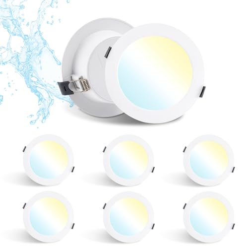 Grebeam| LED Deckenspots 12W 1050LM Spots Deckenleuchte 25mm Einbautiefe, Durchmesser Ø120-130mm Warmweiß Neutralweiß Kaltweiß IP44 Downlight LED für Küche Wohnzimmer, 6er Set von Grebeam