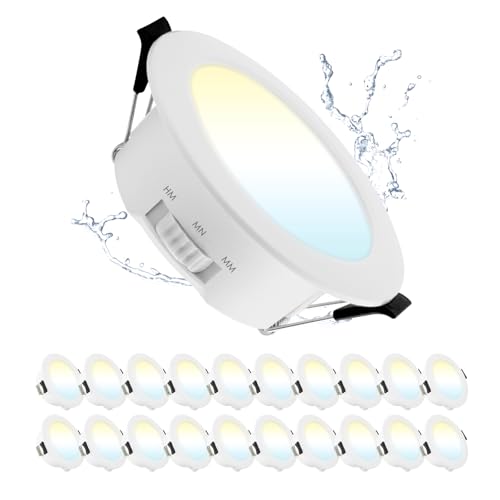 Grebeam LED Spots 68mm 5W LED Einbaustrahler 230V Flach IP44 Deckenspots Warmweiß Neutralweiß Kaltweiß Einbauleuchten für Badezimmer Küche Wohnzimmer, 20er Set von Grebeam