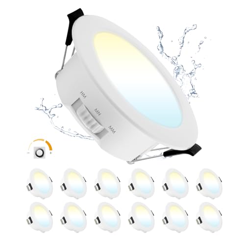 Grebeam LED Spots 68mm 5W LED Spots Dimmbar IP44 Warmweiß Neutralweiß Kaltweiß Deckenspots für Badezimmer Küche Wohnzimmer, 12er Set von Grebeam