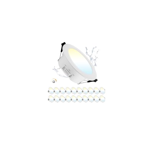 Grebeam LED Spots 68mm 5W LED Spots Dimmbar IP44 Warmweiß Neutralweiß Kaltweiß Downlight für Badezimmer Küche Wohnzimmer, 20er Set von Grebeam