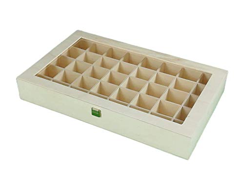Box aus Holz mit Glasdeckel. Innen mit Fächern für Sammlungen. In Ecru, zum Dekorieren. Maße: 44,5 * 28 * 6,5 cm. Box aus Holz mit Glasdeckel. Innen mit Fächern für Sammlungen. In Ecru, zum Dekorieren. Maße: 44,5 * 28 * 6,5 cm. von Greca