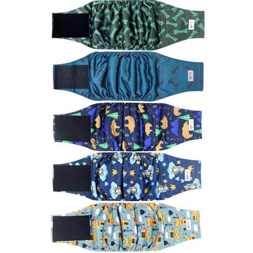 Grecle Hochwertige Bauchbänder für männliche Hunde, hochabsorbierende Hundewindeln für Rüden, Urinierwickel für Hunde bei Inkontinenz oder erregtem Wasserlassen und Training, Größe M, 5 Stück Grecle Hochwertige Bauchbänder für männliche Hunde, hochabsorbierende Hundewindeln für Rüden, Urinierwickel für Hunde bei Inkontinenz oder erregtem Wasserlassen und Training, Größe M, 5 Stück von Grecle
