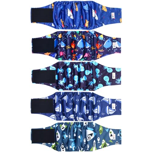 Grecle Wiederverwendbare Premium-Bauchbänder für Hunde, hochabsorbierende Hundewindeln für Rüden, Urinenzwickel für Hunde bei Inkontinenz oder erregtem Wasserlassen und Training, Größe S, 5 Stück Grecle Wiederverwendbare Premium-Bauchbänder für Hunde, hochabsorbierende Hundewindeln für Rüden, Urinenzwickel für Hunde bei Inkontinenz oder erregtem Wasserlassen und Training, Größe S, 5 Stück von Grecle
