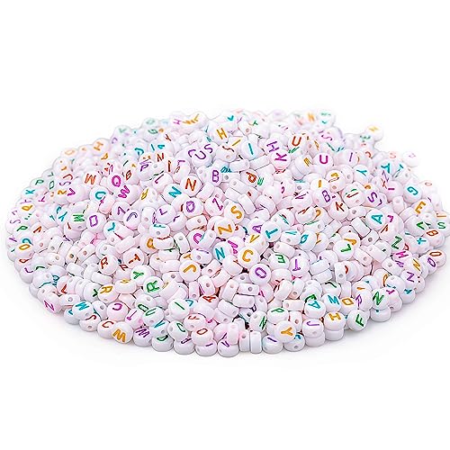 1300 Stück Buchstabenperlen,Zahlenperlen & Herzperlen,Rund Alphabet Perlen Set 7 * 4mm Buchstaben Perlen für Armbänder Halsketten Schmuck DIY Herstellung,Bunt von Gredstar