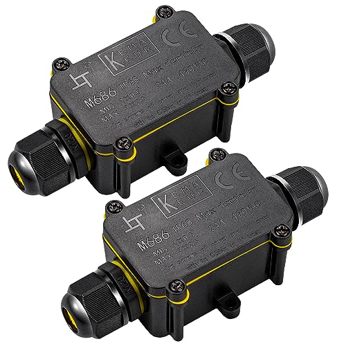 2-fach Kabel-Verbindungsbox inkl. Schnellverbinder IP68 2-Wege Abzweigdose Verbindungsdose Anschlussdose Stromverteiler Wasserdicht Klemmdose Außenverteilerdose für Kabeldurchmesser Ø4mm-12mm,2 Stück 2-fach Kabel-Verbindungsbox inkl. Schnellverbinder IP68 2-Wege Abzweigdose Verbindungsdose Anschlussdose Stromverteiler Wasserdicht Klemmdose Außenverteilerdose für Kabeldurchmesser Ø4mm-12mm,2 Stück von Gredstar