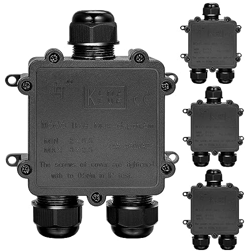 Abzweigdose inkl. Schnellverbinder TÜV geprüfte IP68 wasserdicht 3-Wege Verbindungsdose Anschlussdose Elektrischer Außenverteilerdose für Kabeldurchmesser Ø4mm-14mm,4 Stück von Gredstar