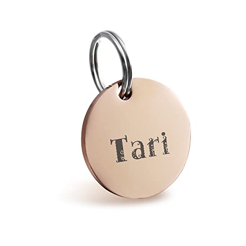 Rund Hundemarke mit gravur edelstahl Haustiere ID Tag Erkennungsmarke für Hundehalsband (Rose gold,M) von Gredstar