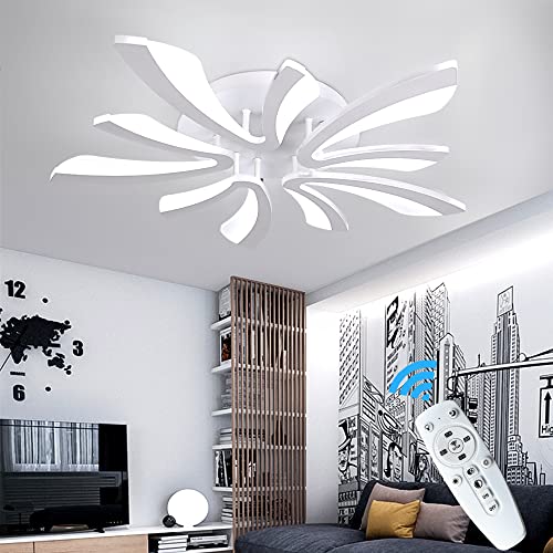 GreeLustr LED Deckenleuchten, moderne Kronleuchter Metall Lampe Weiß Acryl Panel Beleuchtung Geometrische Lampe mit Fernbedienung für Wohnzimmer Küche Schlafzimmer (5 Köpfe Weiß Wechselbar) von GreeLustr