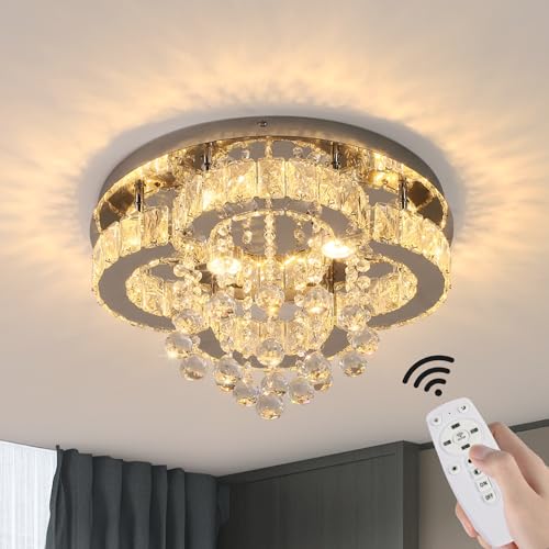 GreeLustr Moderne Kristall Kronleuchter verstellbare Deckenleuchte mit Fernbedienung, Wohnzimmer Schlafzimmer Deckenleuchten. von GreeLustr