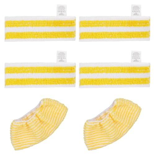 GreeSuit 6 Stück Ersatz-Mikrofaser Tuchset kompatibel für Kärcher easyfix SC 1, SC 2, SC 3, SC 4, SC 5 Dampfreiniger, 4 Bodendüse und 2 die Handdüse von GreeSuit