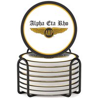 Alpha Eta Rho Absorbent Keramik Untersetzer Mit Halter | Set Von 8 von GreekLifeStore