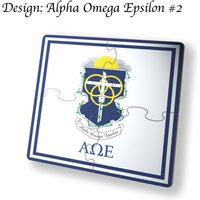 Alpha Omega Epsilon Getränke Puzzle Untersetzer Quadrat | 4Er Set von GreekLifeStore
