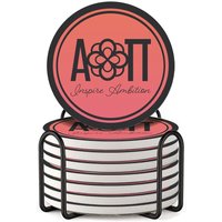 Alpha Omicron Pi Absorbent Keramik Untersetzer Mit Halter | Set Von 8 von GreekLifeStore