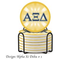 Alpha Xi Delta Absorbent Keramik Untersetzer Mit Halter | Set Von 8 von GreekLifeStore