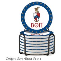 Beta Theta Pi Absorbent Keramik Untersetzer Mit Halter | Set Von 8 von GreekLifeStore