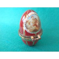 Sammlerstücke Antik Vintage Atemberaubende Kleine Porzellan Metall Box Ei-Form/Pill Trinket Box Geschenk Home Decor von GreekOramaa