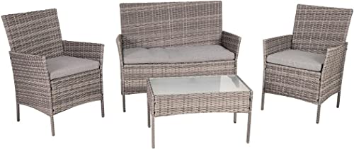 Greemotion Lounge-Set Morelia, 4-TLG. Polyrattan-Set aus Tisch, Sofa, 2 Sesseln, Braun-beige von Greemotion