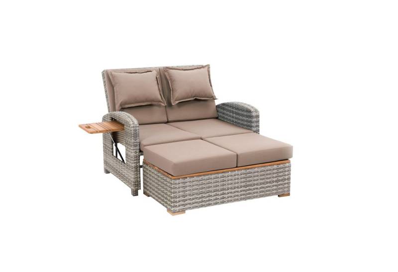 Greemotion Gartenlounge-Set Gartensofa mit Liegefunktion [Bahia Style] 2-Sitzer Rattan wetterfest, inkl. Kissen von Greemotion