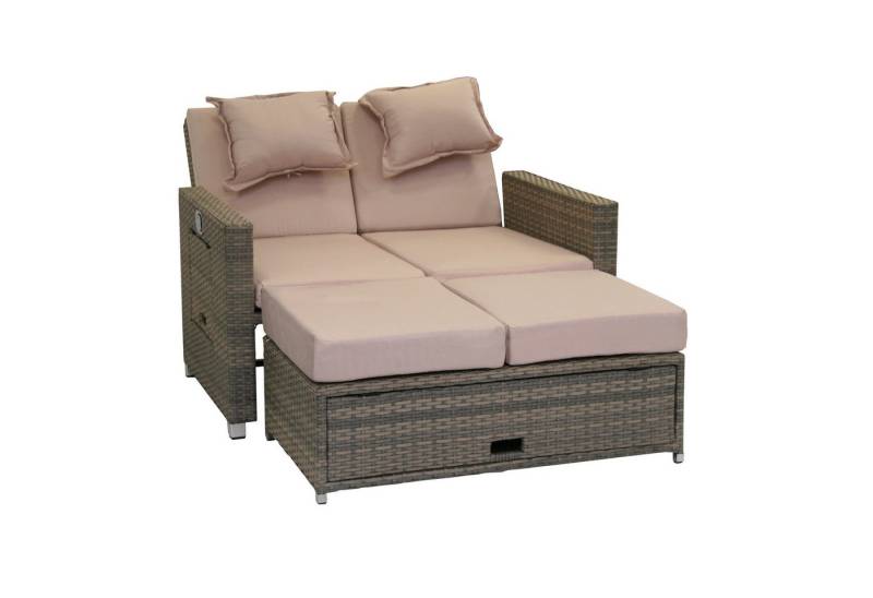 Greemotion Loungeset Gartensofa mit Liegefunktion [Bahia Twin] 2-Sitzer Rattan wetterfest von Greemotion