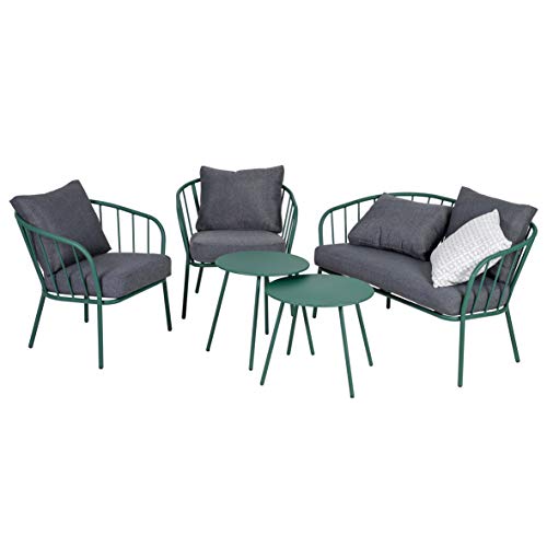 Greemotion Lounge-Set Nizza, 5-teilig, Gartenmöbel-Set aus Stahl in Grün Mittel von Greemotion