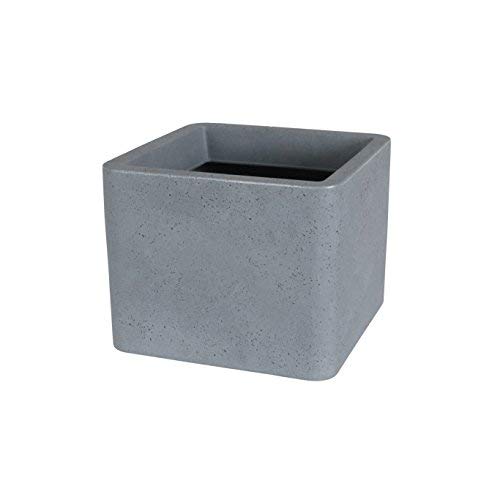 Greemotion Pflanzkübel Lea in Grau-Zementoptik - Blumentopf eckig - Pflanzgefäß 30x30cm - Blumenkübel Kunststoff - Pflanztopf Erdvolumen 15L - Pflanzkasten wasserdicht - Garten-Zubehör UV-beständig von Greemotion