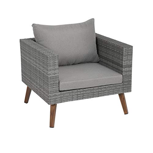 Greemotion Polyrattan-Sessel Gomera für Indoor und Outdoor, Garten-Loungesessel aus strapazierfähigem Polyrattan, Dining-Sessel mit bequemen Kissen von Greemotion