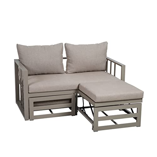 greemotion Garten-Multifunktionssofa Nassau mit Hocker, ca. 134 x 63 x 74 cm, beige von Greemotion
