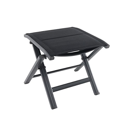 greemotion Klapphocker Grenada, Gartenhocker einsetzbar im Innen- und Außenbereich, Alu-Hocker mit gepolsterter Bespannung aus Textilene, wetterfest und leicht trocknend, 48 x 43 x 39 cm von Greemotion