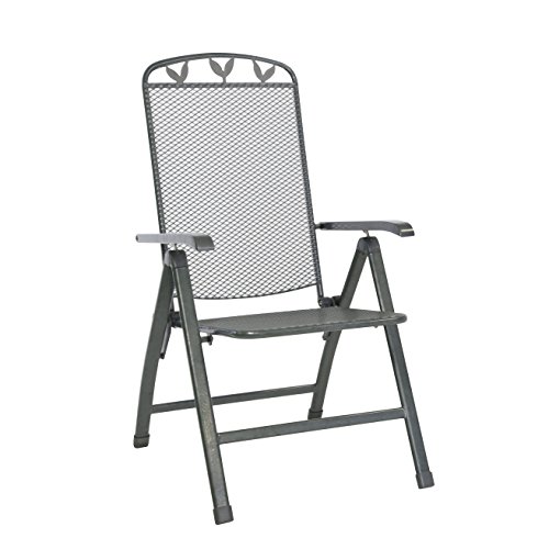 greemotion Klappsessel Toulouse eisengrau, Stuhl aus kunststoffummanteltem Stahl, Gartenstuhl mit 5-fach verstellbarer Rückenlehne, witterungsbeständig und pflegeleicht, ca. 58 x 64 x 108 cm von Greemotion