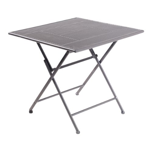 greemotion Klapptisch Toulouse eisengrau, Terassentisch mit Niveauregulierung, Tisch mit feiner Streckmetallplatte aus kunststoffummanteltem Stahl, Maße ca. 80 x 80 von Greemotion