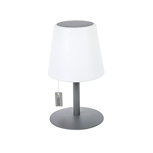 greemotion LED-Solar-Tischleuchte Outdoor, grau, Akku Tischlampe dimmbar von Greemotion