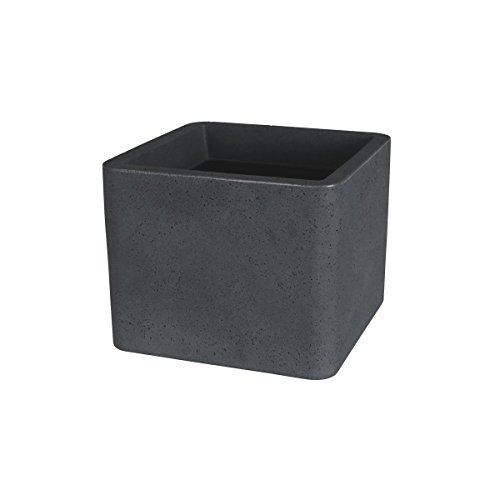 greemotion Pflanzkübel Lea in Schwarz-Granitoptik - Blumentopf eckig - Pflanzgefäß 30x30cm - Blumenkübel Kunststoff - Pflanztopf Erdvolumen 15L - Pflanzkasten wasserdicht - Garten-Zubehör UV-beständig von Greemotion