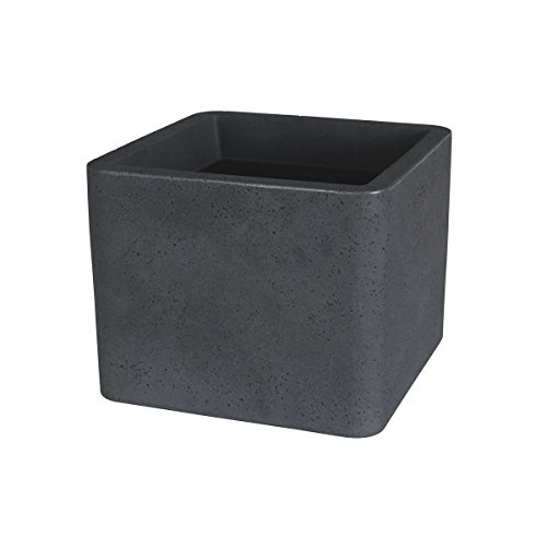 greemotion Pflanzkübel Lea in Schwarz-Granitoptik - Blumentopf eckig - Pflanzgefäß 40x40cm - Blumenkübel Kunststoff - Pflanztopf Erdvolumen 44L - Pflanzkasten wasserdicht - Garten-Zubehör UV-beständig von Greemotion