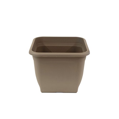 greemotion Pflanzkübel Pia Taupe - Blumentopf 23x23cm - 7L Blumenkübel eckig - Übertopf UV-beständiger Kunststoff - Pflanztopf frostsicher - Pflanzgefäß mit Bodenlöchern - Pflanzen-Zubehör von Greemotion