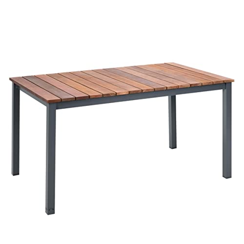 greemotion Tisch Mackay, Esstisch mit Niveauregulierung, Holztisch aus Eukalyptusholz, Gartentisch in Anthrazit/Braun, Maße: ca. 150 x 74 x 90 cm von Greemotion