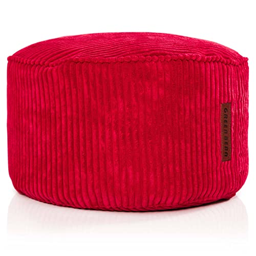 Green Bean© Indoor Sitzhocker Pouf 45x25cm EPS-Perlen Füllung & Cordstoff Kuschelig Weich Waschbar - Drinnen Bodenkissen Liegekissen Sitzkissen Sitzhocker Relax-Sessel Kinder Erwachsene Stoff Rot von Green Bean