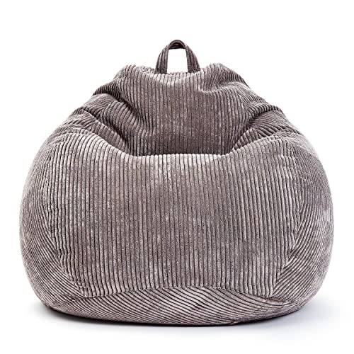 Green Bean® Indoor Sitzsack 90x110cm EPS-Perlen Füllung & Cordstoff Kuschelig Weich Waschbar - Drinnen Bodenkissen Liegekissen Sitzkissen Sitzhocker Relax-Sessel Kinder Erwachsene Stoff Grau von Green Bean
