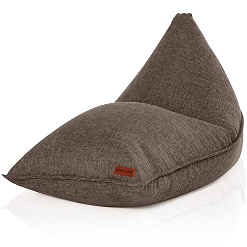 Green Bean Sitzsack Triangle 150x100x100cm mit 220 Liter EPS-Perlen Füllung - Kuschelig Weich Waschbar - Drinnen Stoff Bodenkissen Liegekissen Sitzkissen - Braun von Green Bean