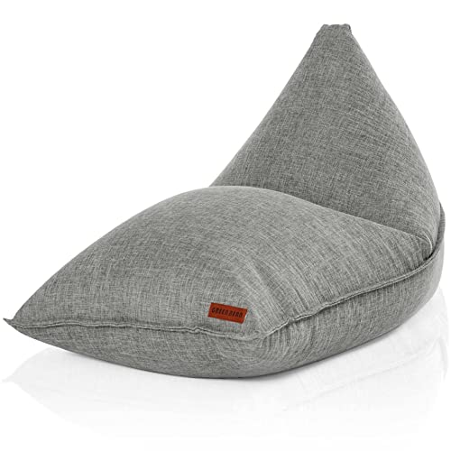 Green Bean Sitzsack Triangle 150x100x100cm mit 220 Liter EPS-Perlen Füllung - Kuschelig Weich Waschbar - Drinnen Stoff Bodenkissen Liegekissen Sitzkissen - Grau von Green Bean