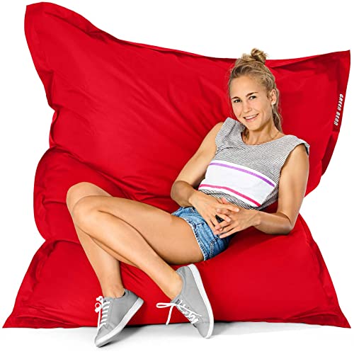 Green Bean Outdoor Sitzsack 120x160cm 270 Liter Kinder & Erwachsene Bean Bag EPS Perlen Füllung Riesensitzsack Groß Liegekissen Waschbar Wetterfest Lounge Chair Sitzkissen Bodenkissen Rot von Green Bean