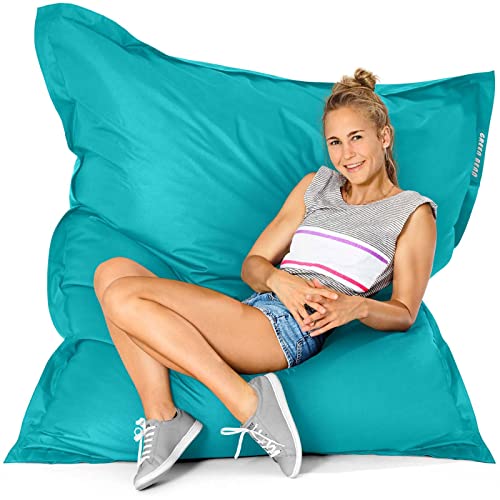 Green Bean Outdoor Sitzsack XXL 140x180cm 380 Liter Kinder & Erwachsene Bean Bag EPS Perlen Füllung Riesensitzsack Groß Liegekissen Waschbar Wetterfest Lounge Chair Sitzkissen Bodenkissen Türkis von Green Bean