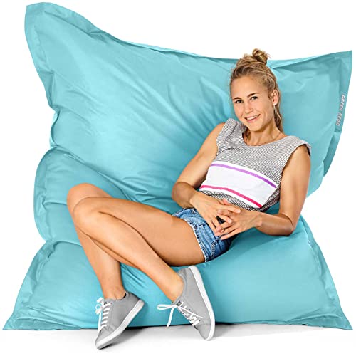 Green Bean Outdoor Sitzsack XXL 140x180cm 380 Liter Kinder & Erwachsene Bean Bag EPS Perlen Füllung Riesensitzsack Groß Liegekissen Waschbar Wetterfest Lounge Chair Sitzkissen Bodenkissen Aquamarin von Green Bean