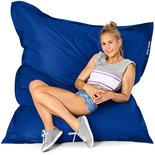 Green Bean© Outdoor Sitzsack XXL 140x180cm 380 Liter Kinder & Erwachsene Bean Bag EPS Perlen Füllung Riesensitzsack Groß Liegekissen Waschbar Wetterfest Lounge Chair Sitzkissen Bodenkissen Blau von Green Bean